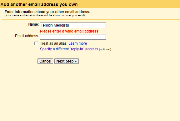 Gmail Add Another Email alter-text